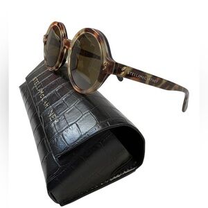 Stella McCartney Round Tortoise Bio-Acetate Sunglasses w/Case and Cloth